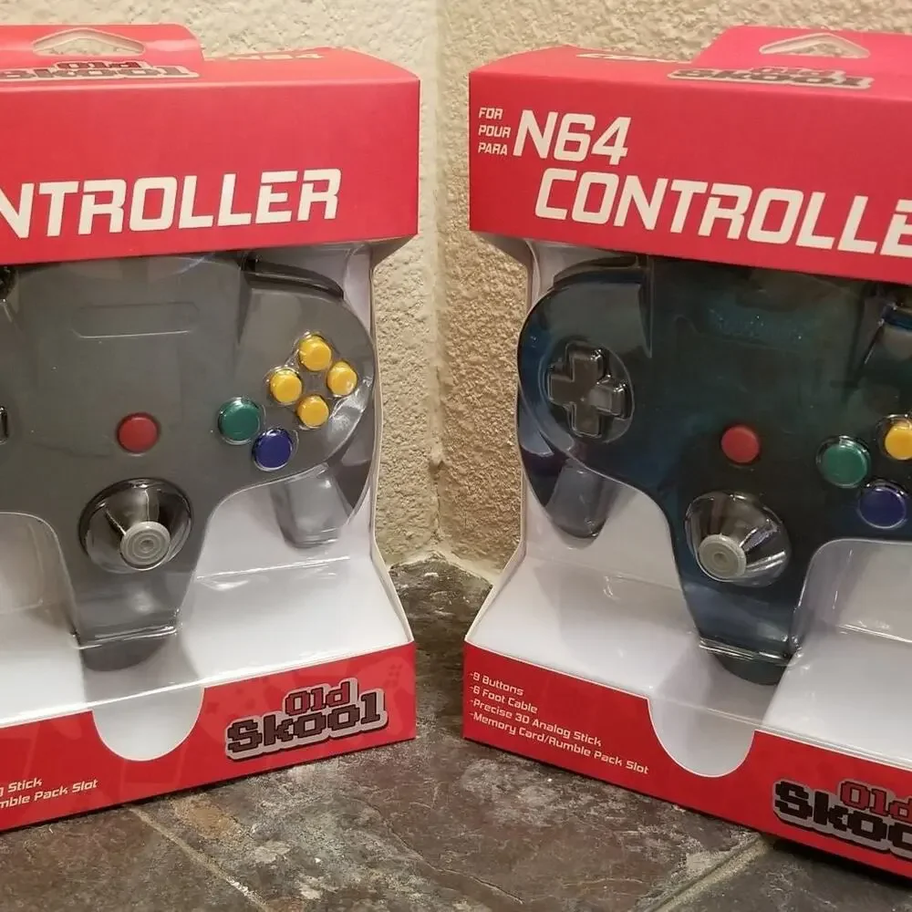 2 N64 Controllers - Grey & Ice Blue (NEW) - Nintendo - Nintendo64 - Old Skool